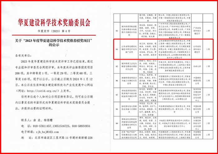 集團榮獲“華夏建設科學技術獎”(圖1)